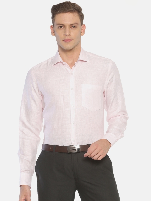 

Linen Club Men Pink Regular Fit Solid Sustainable Formal Shirt