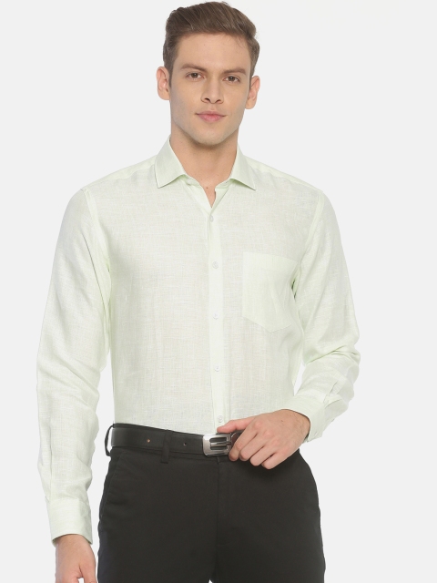 

Linen Club Men Green Regular Fit Self Design Formal Shirt