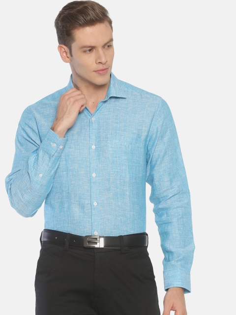 

Linen Club Men Blue Regular Fit Striped Formal Linen Shirt