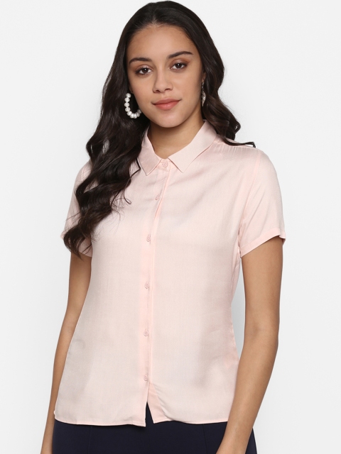 

Mode by Red Tape Women Peach Regular Fit Solid Casual Shirt