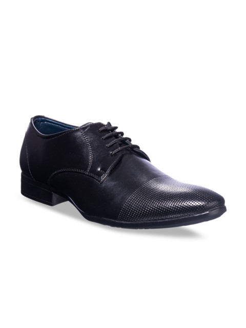 

Khadims Men Black Solid Leather Formal Derbys