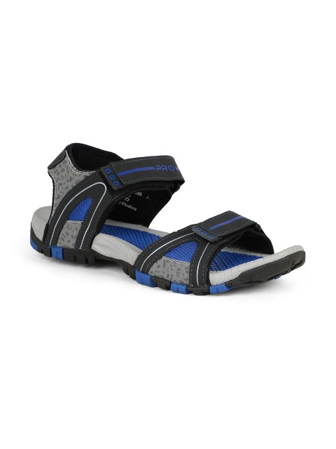 

Khadims Men Charcoal Grey & Blue Comfort Sandals