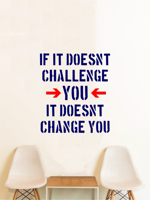 

rawpockets Blue Accept the Challenge Printed Waterproof PVC Vinyl Wall Sticker