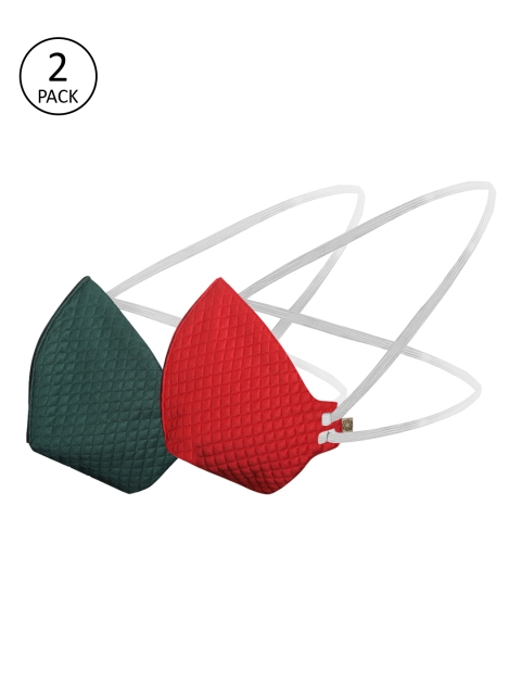 

VASTRAMAY Unisex 2 Pcs Reusable 3-Ply Outdoor Head Band Cloth Masks, Green
