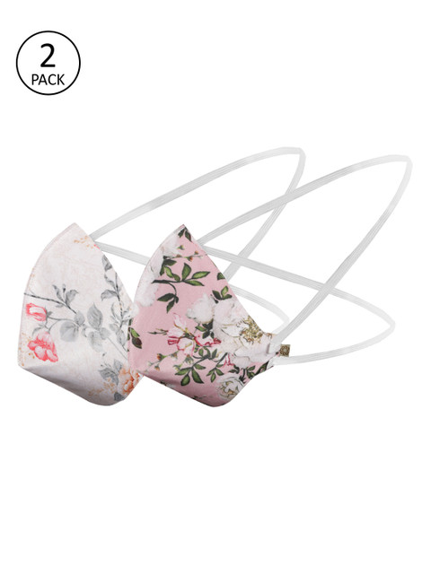 

VASTRAMAY Unisex Pack Of 2 Pcs Pink & White Reusable 3-Ply Protective Outdoor Masks