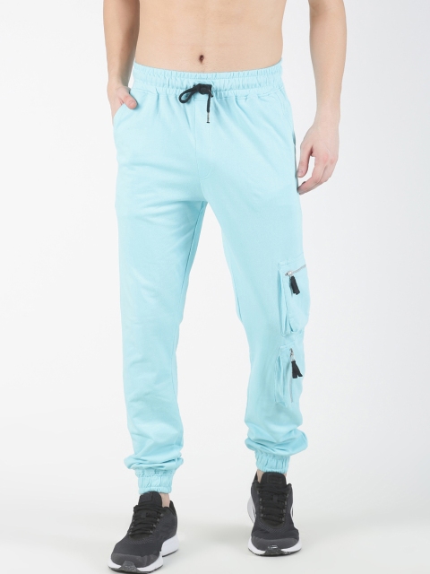 

Blue Saint Men Turquoise Blue Solid Slim-Fit Joggers