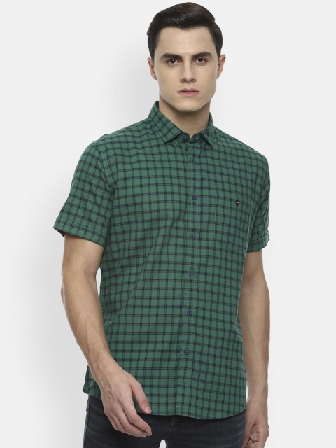 

Louis Philippe Jeans Men Green & Black Slim Fit Checked Casual Shirt