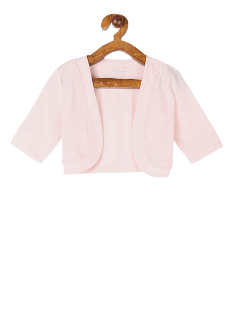

The Childrens Place Girls Pink Self Design Open Front Shrug