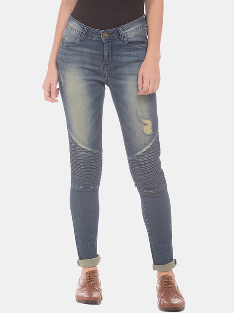 

Ed Hardy Women Blue Skinny Fit Mid-Rise Low Distress Jeans