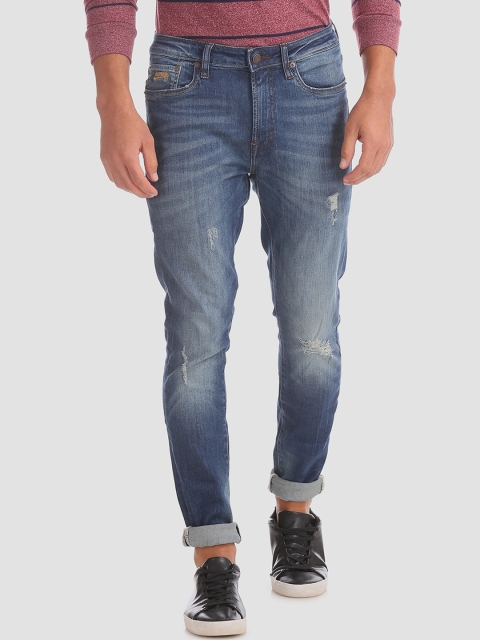 

Aeropostale Men Blue Super Skinny Fit Mid-Rise Low Distress Jeans