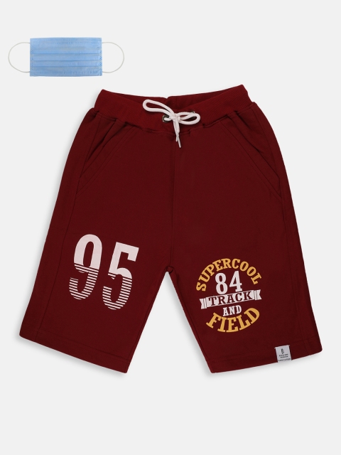 

Lil Tomatoes Boys Maroon Printed Regular Fit Regular Shorts