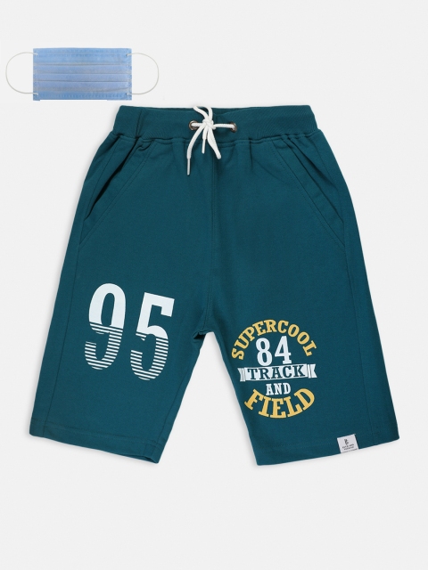

Lil Tomatoes Boys Teal Printed Regular Fit Regular Shorts