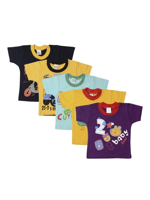 

TINY HUG Infant Boy Pack of 5 Printed Round Neck T-shirts, Multi