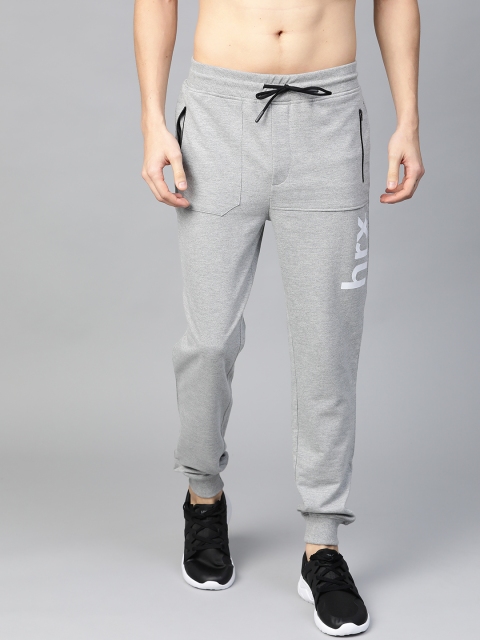 

HRX by Hrithik Roshan Men Grey Melange Solid Regular Fit Bio-Wash Lifestyle Joggers