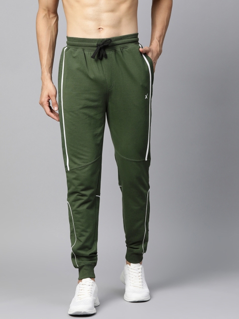

HRX by Hrithik Roshan Men Kombu Green Solid Regular Fit Bio-Wash Lifestyle Joggers, Olive