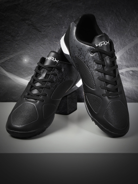 

HRX by Hrithik Roshan Black & Charcoal Grey Printed Football Shoes