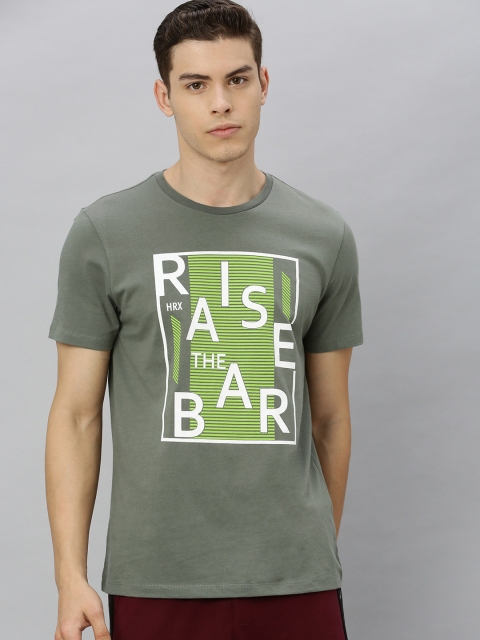

HRX by Hrithik Roshan Men Olive Green Solid Bio-Wash Training Tshirt