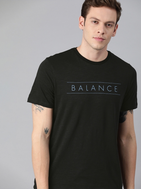 

HRX by Hrithik Roshan Men Black Solid Bio-Wash Yoga T-shirts