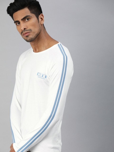 

HRX by Hrithik Roshan Men White Solid Round Neck Bio-Wash Lifestyle T-shirt