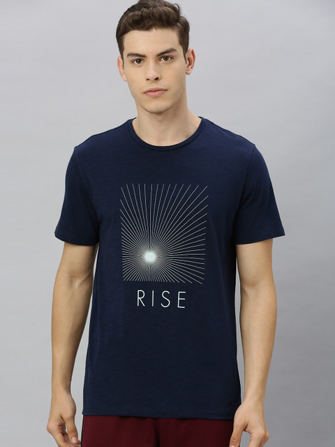 

HRX by Hrithik Roshan Men Navy Printed Bio-Wash Yoga Tshirt, Navy blue