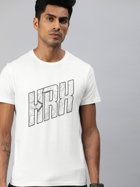 

HRX by Hrithik Roshan Men White Camo Bio-Wash Lifestyle Pure Cotton T-shirt