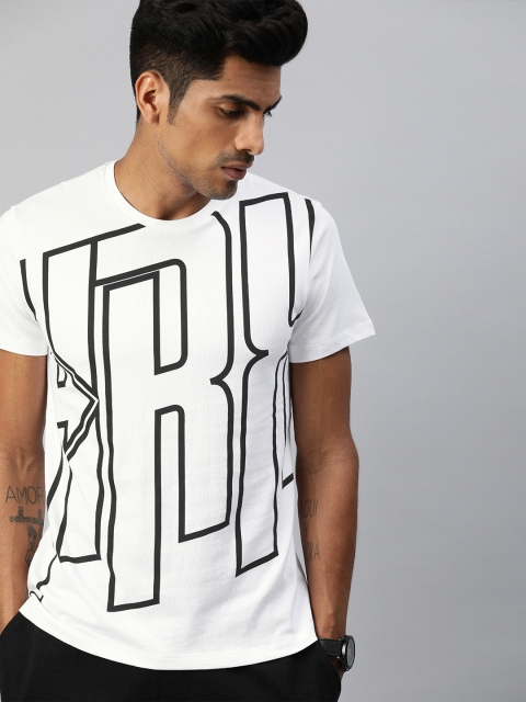 

HRX by Hrithik Roshan Men White Printed Typography Bio-Wash Lifestyle Tshirts