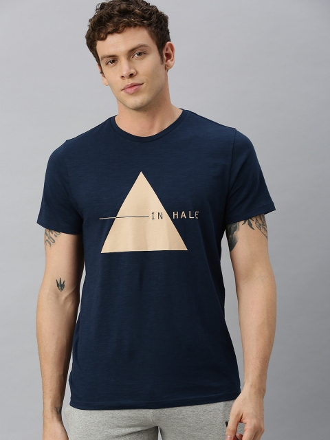 

HRX by Hrithik Roshan Men Navy Printed Bio-Wash Yoga T-shirt, Navy blue