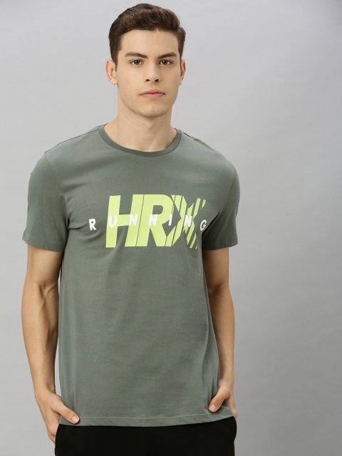 

HRX by Hrithik Roshan Men Olive Green Printed Bio-Wash Running Tshirt