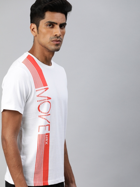 

HRX by Hrithik Roshan Men White & Orange Typography Print Bio-Wash Lifestyle T-shirt