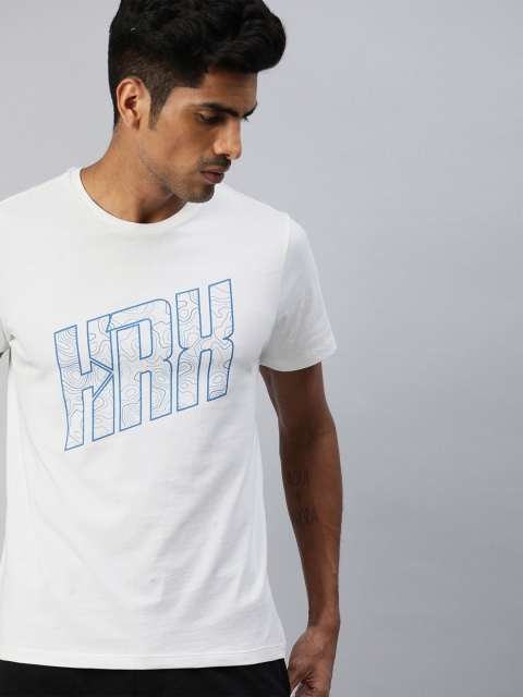 

HRX by Hrithik Roshan Men White & Blue Typography Print Bio-Wash Lifestyle T-shirt