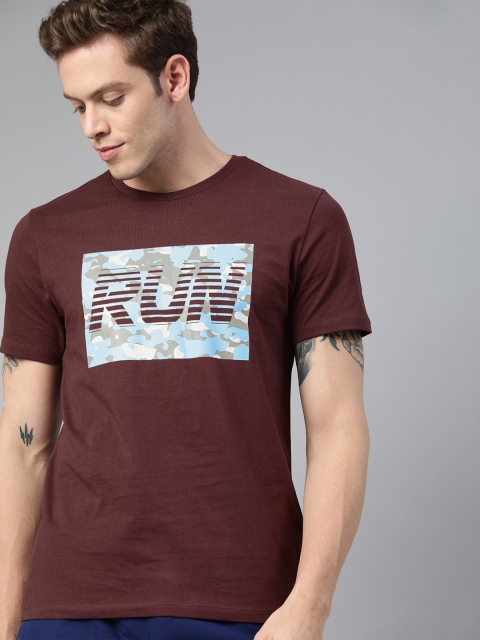 

HRX by Hrithik Roshan Men Brown Printed Bio-Wash RunningRound Neck T-shirt