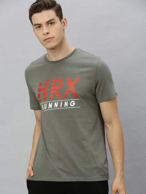 

HRX by Hrithik Roshan Men Olive Green Printed Bio-Wash Running Tshirt