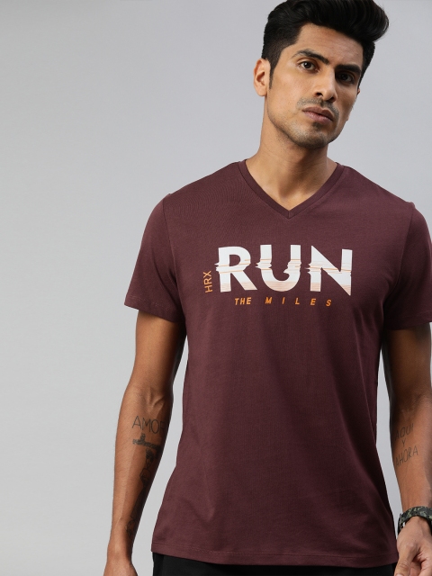 

HRX by Hrithik Roshan Men Mroon Printed Bio-Wash Running T-shirt, Maroon