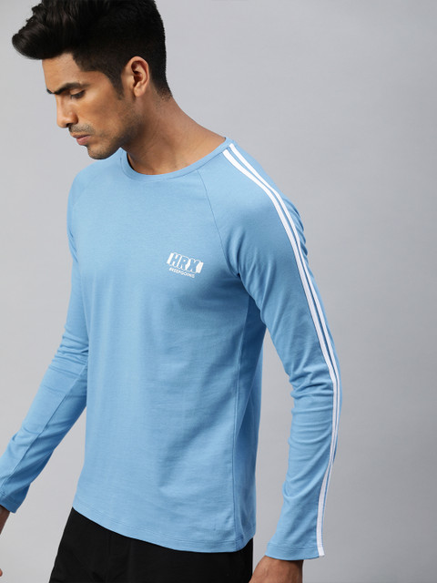 

HRX by Hrithik Roshan Men Blue Solid Bio-Wash Lifestyle T-shirt