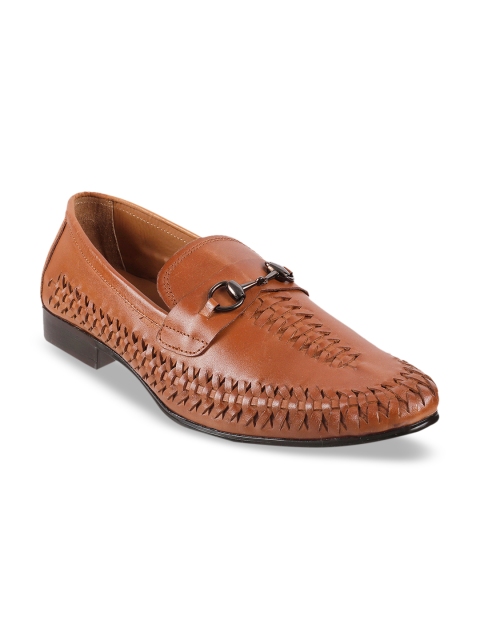 

Metro Men Tan Brown Solid Leather Formal Slip-Ons