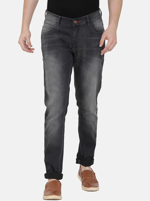 

VUDU Men Charcoal Grey Tapered Fit Mid-Rise Clean Look Stretchable Jeans
