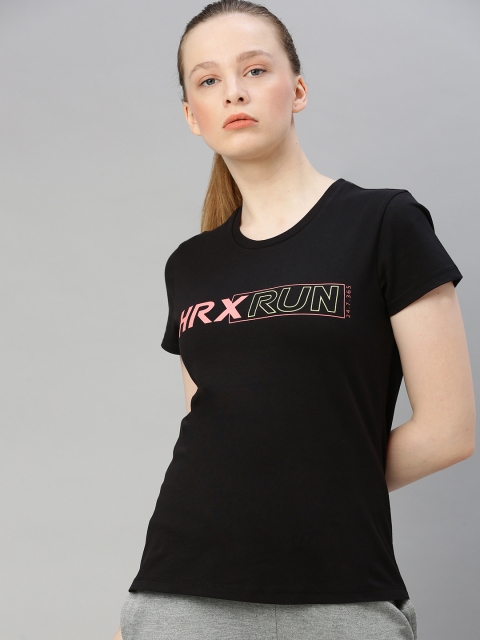 

HRX by Hrithik Roshan Women Black Typography Print Bio-Wash Running T-shirt