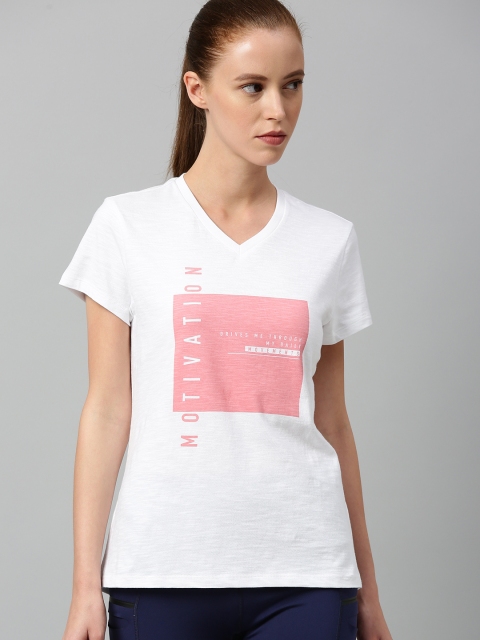 

HRX by Hrithik Roshan Women White Printed Bio-Wash Yoga T-shirt
