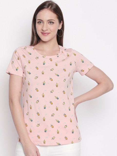 

Honey by Pantaloons Women Pink Printed Round Neck T-shirt