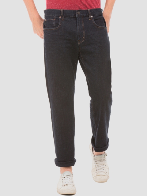 

Aeropostale Men Navy Blue Straight Fit Mid-Rise Clean Look Stretchable Jeans