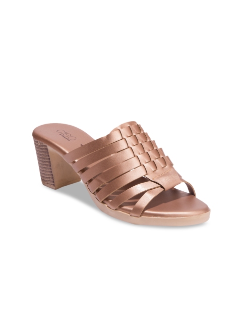 

Khadims Women Rose Gold Solid Heeled Mules