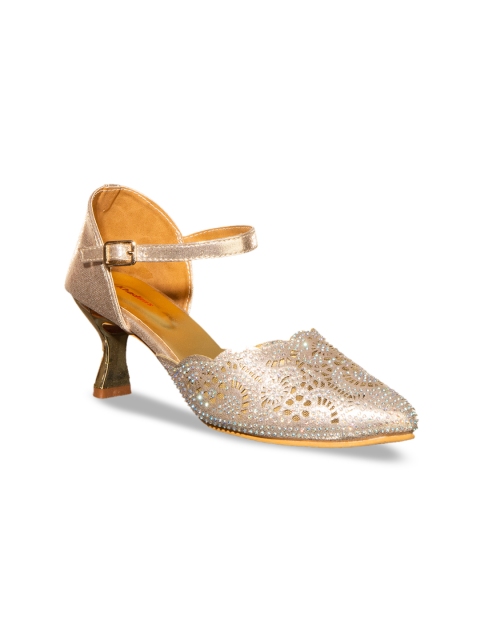 

Khadims Women Gold-Toned Embellished Pumps
