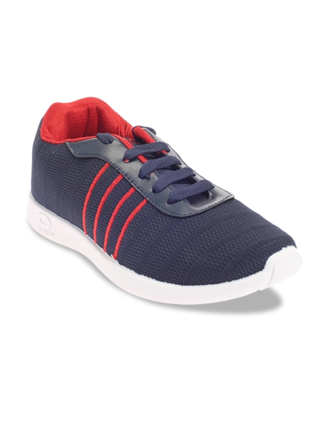 

Khadims Men Navy Blue & Orange Woven Design Sneakers