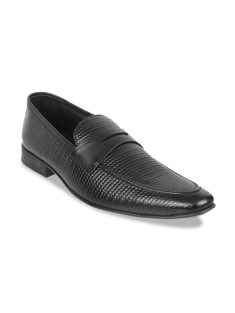

Metro Men Black Textured Leather Formal Loafers