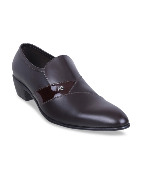 

Metro Men Maroon Solid Leather Formal Slip-Ons