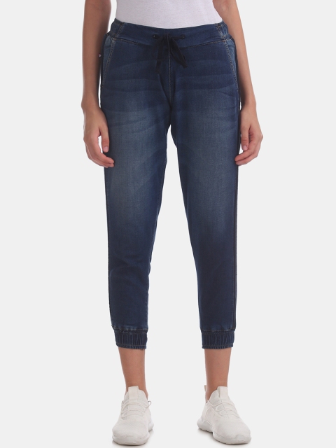 

U.S. Polo Assn. Women Blue Jogger Mid-Rise Clean Look Stretchable Jogger jeans