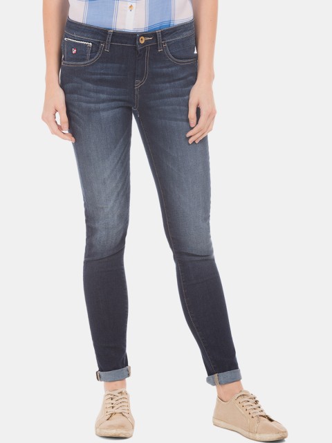 

U.S. Polo Assn. Women Women Blue Skinny Fit Mid-Rise Clean Look Stretchable Jeans