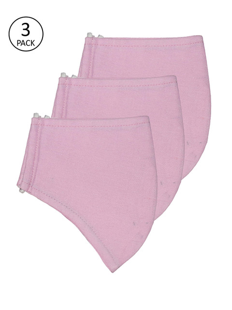 

The Vanca Adults Pack Of 3 Pink Solid 3-Ply Reusable Outdoor Masks