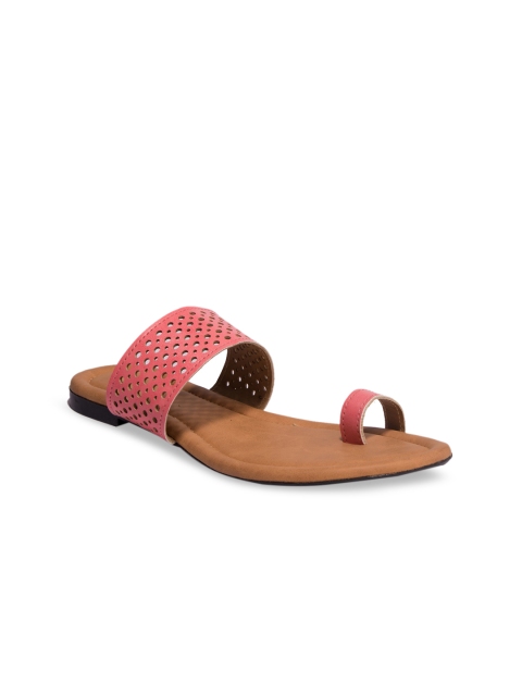 

Khadims Women Pink Textured Open Toe Flats with Laser Cuts