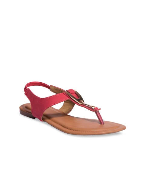 

Khadims Women Pink Solid T-Strap Flats